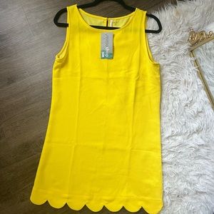 NWT yellow small sheath shirt dress boutique scalloped summer wedding